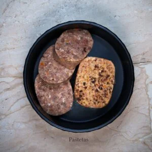 Paštetas iš jautienos kepenų,mėsos,plaučių ir kiaulių odelių-500 ml indelis
